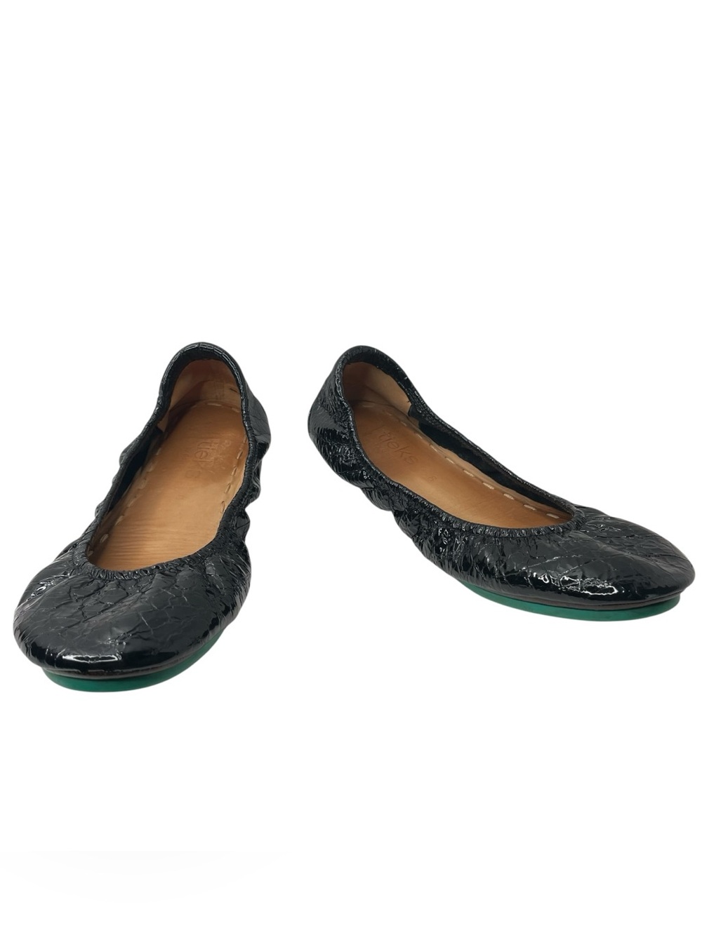 Tieks Obsidian Black Croc Patent Leather Foldable Flats Women’s Size 8